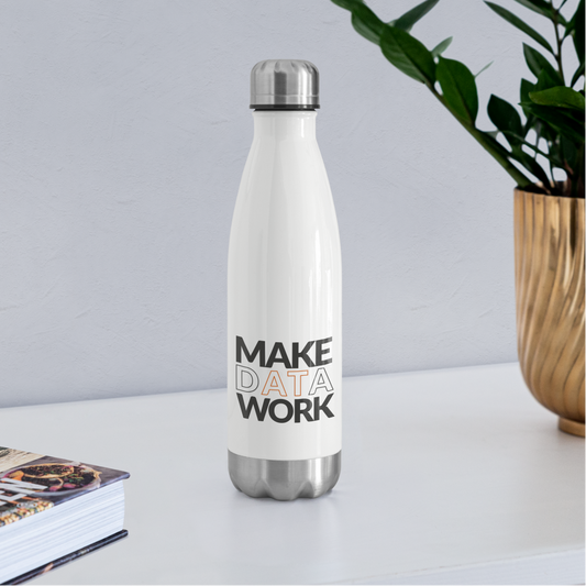 Make Data Work Water Bottle - white